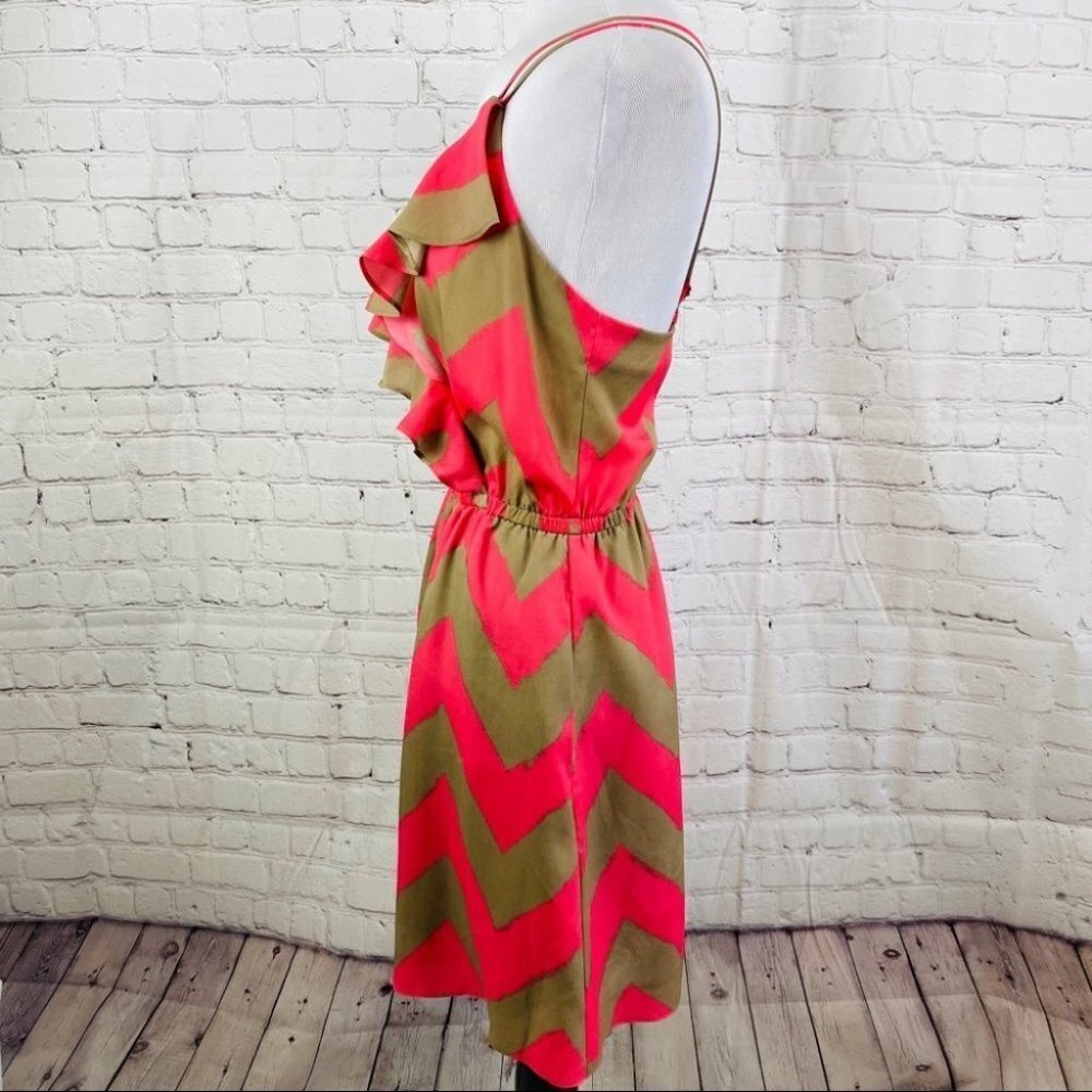 BCBGeneration Summer Strap Dress Pink Tan Ruffles - Picture 7 of 16